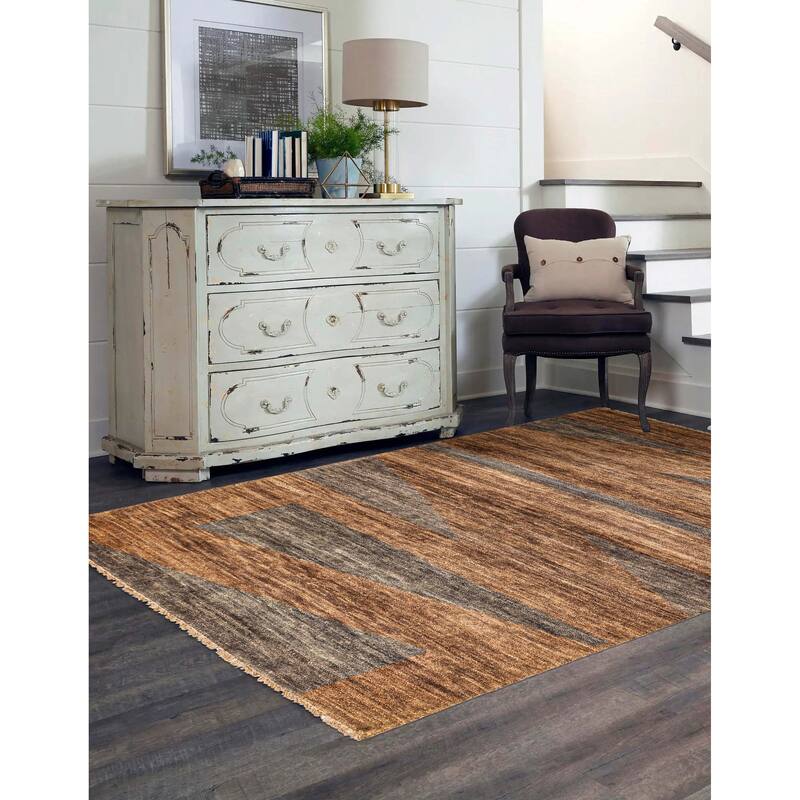 ECARPETGALLERY Hand-knotted Peshawar Ziegler Brown Wool Rug - 4'11 x 6'11