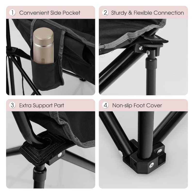 Portable Camping Chair Outdoor Folding Chair with Soft Padded Seat