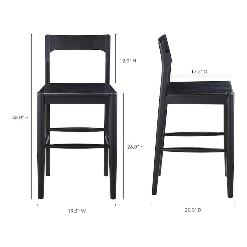 Aurelle Home Owletta Modern Solid Wood Counter Stool - 19.5"W x 38"H x 20"D