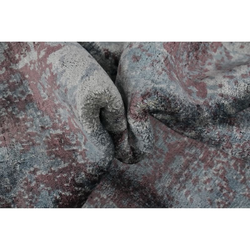 Hand Knotted Oriental Viscose Silk Carpet Modern Abstract Multi-Colored Abstract Area Rug - 7' 7'' X 5' 9''