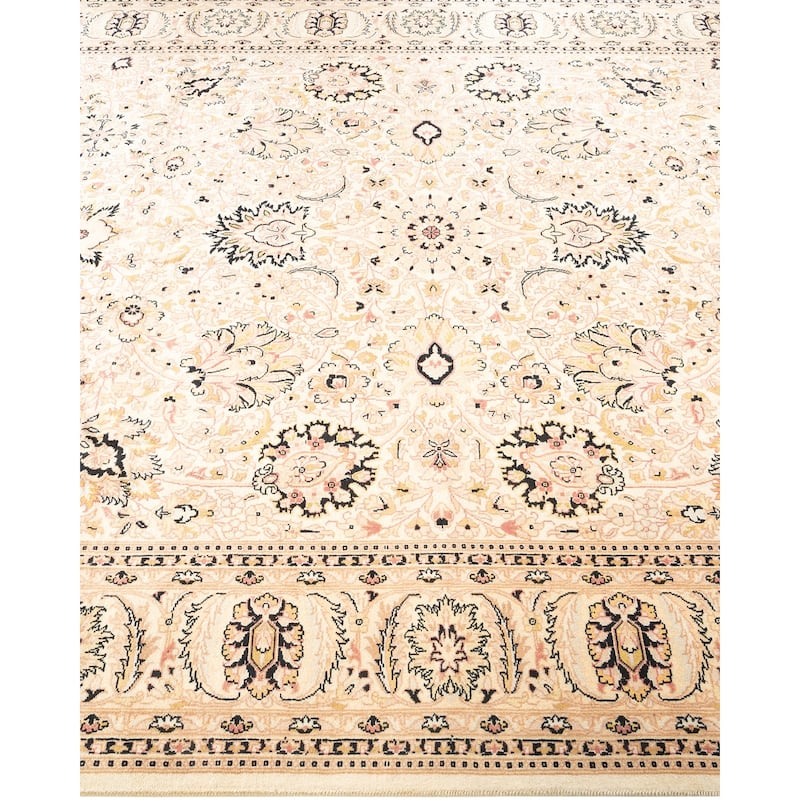 Overton One-of-a-Kind Hand-Knotted Traditional Oriental Mogul Ivory Area Rug - 6' 2" x 9' 4"