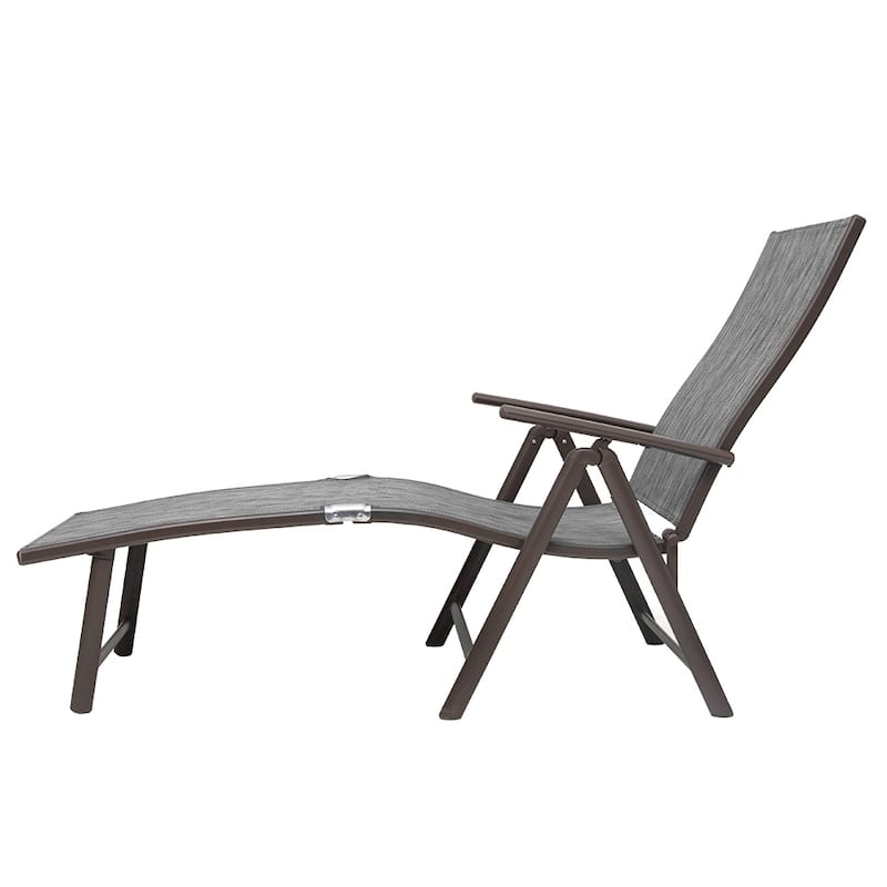 Pellebant Outdoor Folding Adjustable Aluminum Patio Chaise Lounge Chair