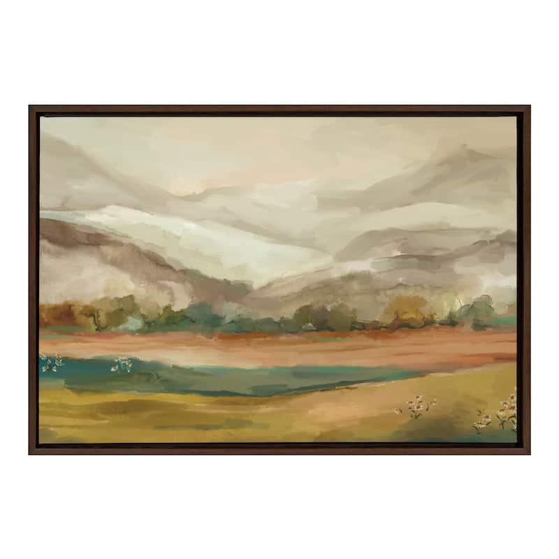 Kate and Laurel Sylvie Mountainscape Framed Canvas by Annie Quigley