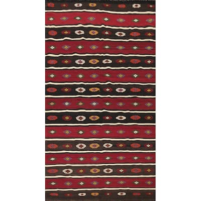 Hand Woven Oriental 100% Wool Carpet Southwestern Tribal Red Kilim Area Rug - 10' 5'' X 6' 0''
