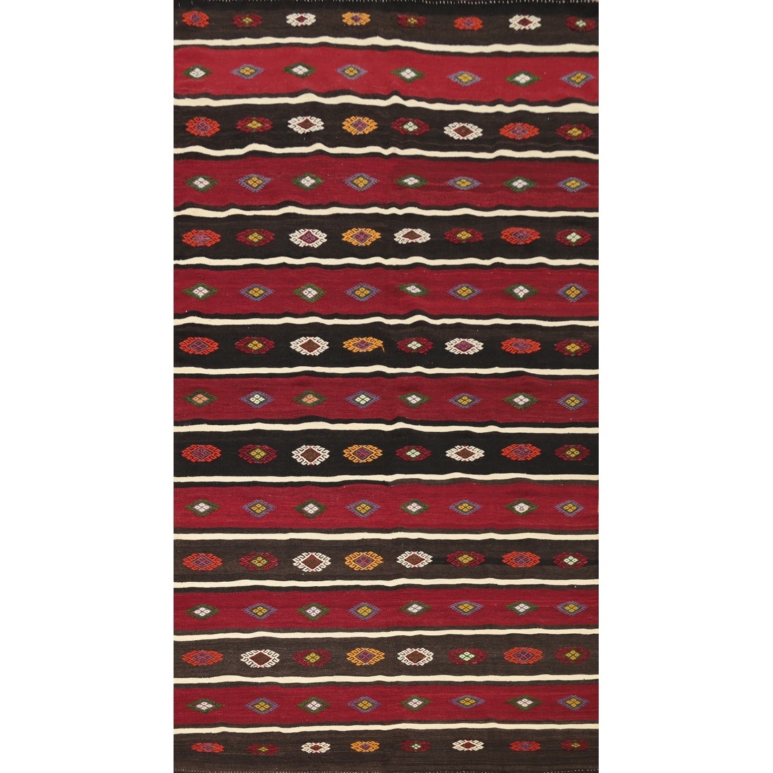 Hand Woven Oriental 100% Wool Carpet Southwestern Tribal Red Kilim Area Rug - 10' 5'' X 6' 0''