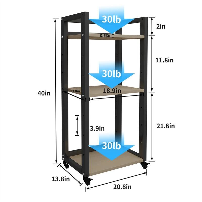 3-Tier Movable Printer Stand - 20.8 x 13.8 x 40