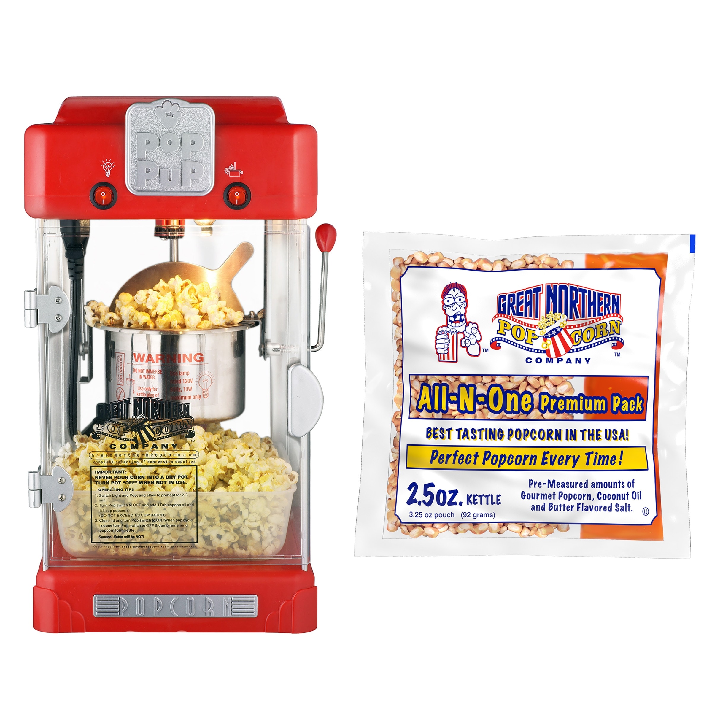 Pop Pup Popcorn Machine undefined 2.5 Oz Kettle with 24-Pack of  Pre-Measured Popcorn Kernel Packets by Great Northern Popcorn (Red) On  Sale Bed Bath  Beyond 36787796