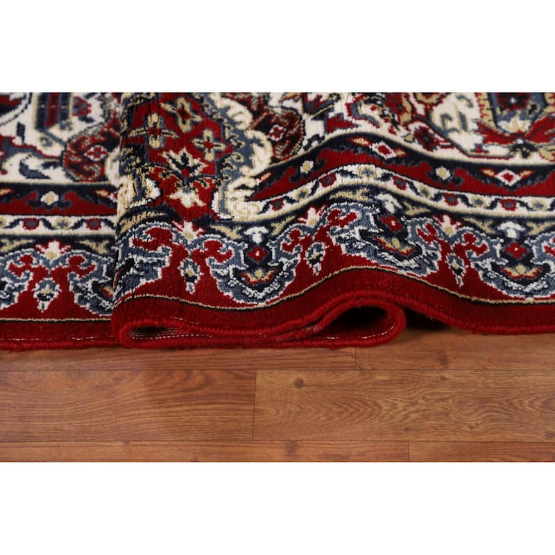 Victorian Style Kashan Turkish Rug Machine Made Oriental Red Carpet - 9'7" x 12'11"