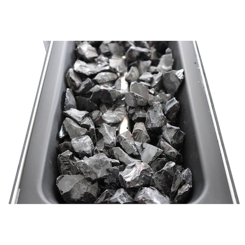 LSI 42 White Smoked Glass Metal Rectangle Fire Pit