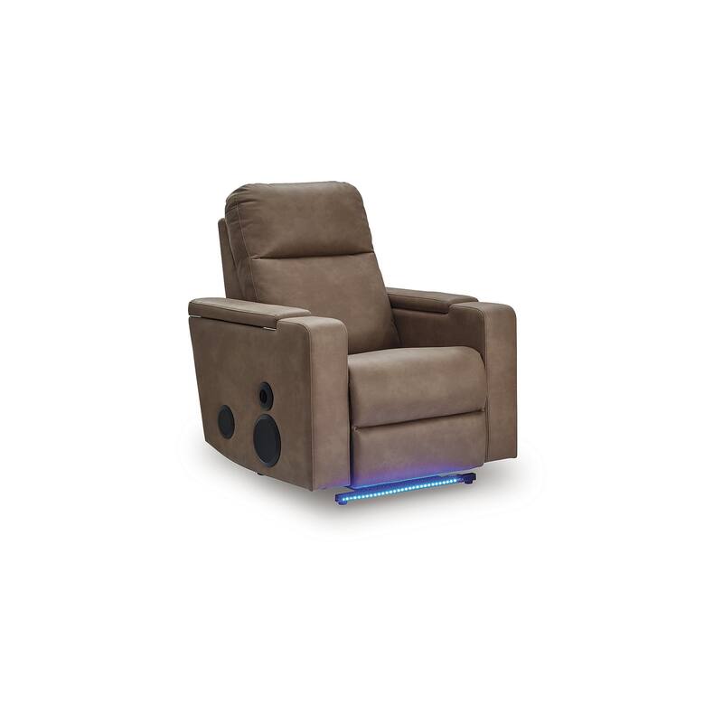 Signature Design by Ashley Monmouth Brown Power Glider Recliner with Audio System
