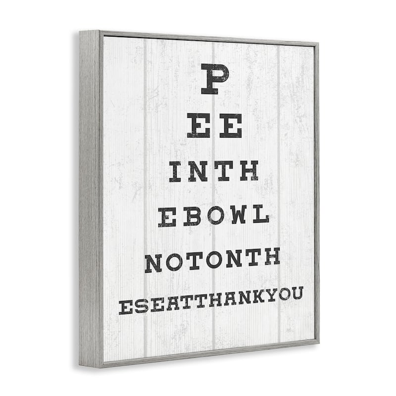 Stupell Bathroom Seeing Eye Chart Pee In the Bowl Phrase Framed Giclee Texturized Art by Daphne Polselli