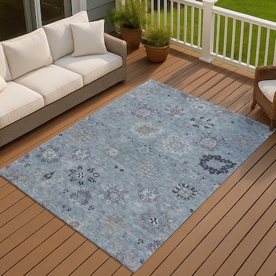 Machine Washable Indoor/ Outdoor Vintage Traditional Chantille Rug