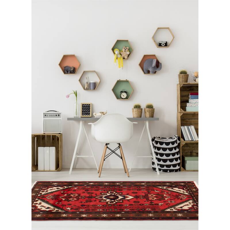 ECARPETGALLERY Hand-knotted Andelz Red Wool Rug - 3'2 x 4'8