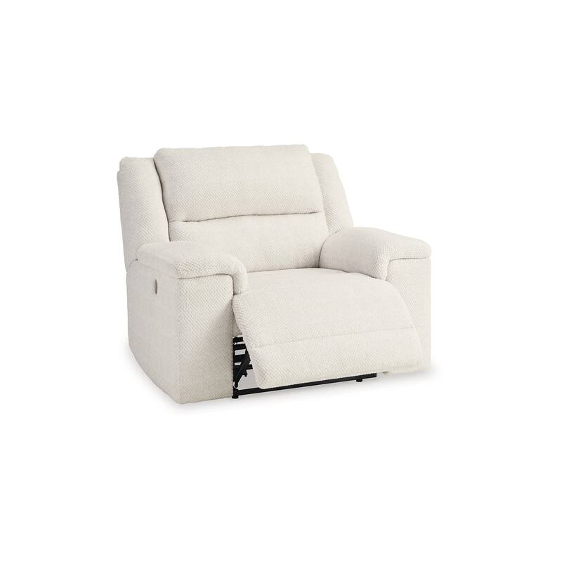 Dino Power Recliner Chair USB Ports and Block Arms, White Polyester