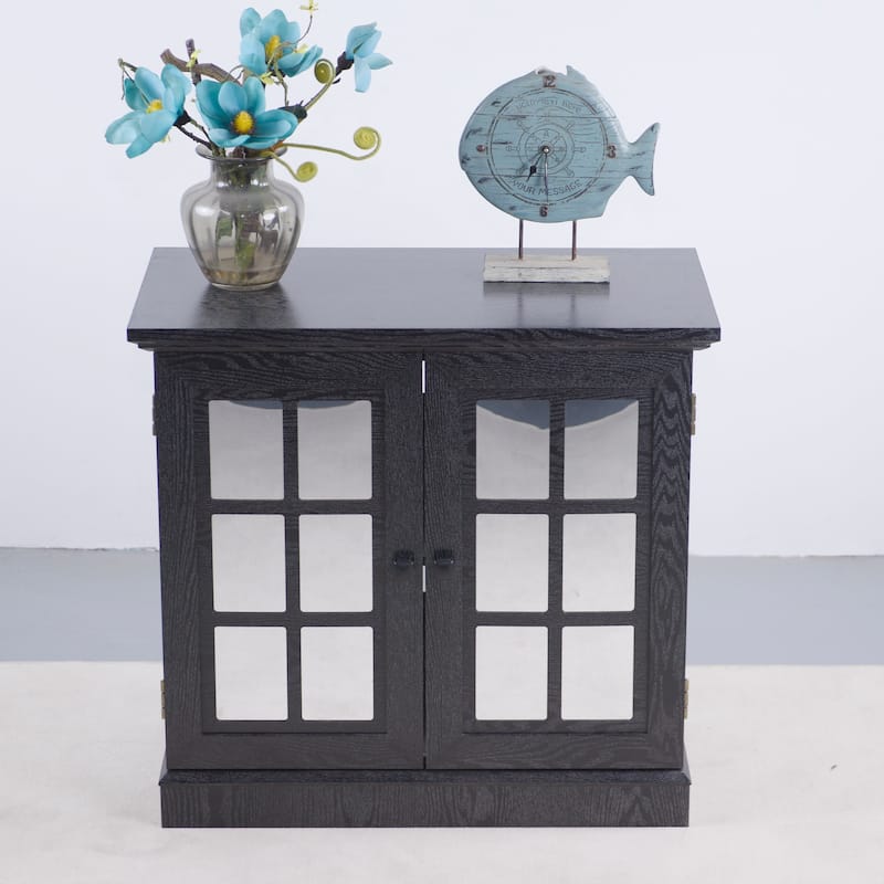 Storage sideboard cabinet with 2 decorative acrylic mirrored doors, adjustable shelf for dining room, living room