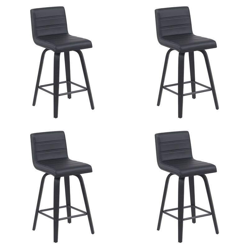 Skara Mid-Century Swivel Counter Stool, Upholstered Counter Height Chair with Bentwood Legs