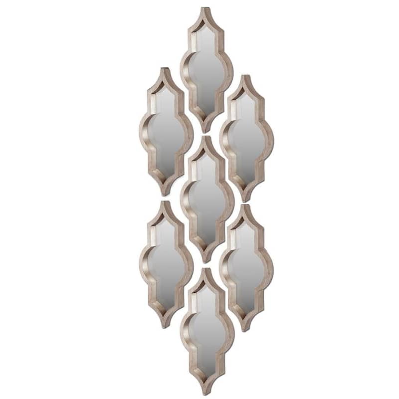 Tamanar Champagne Wood Frame Moroccan Inspired Mirror - 34" x 15" - 15"W x 34"H x 3"D