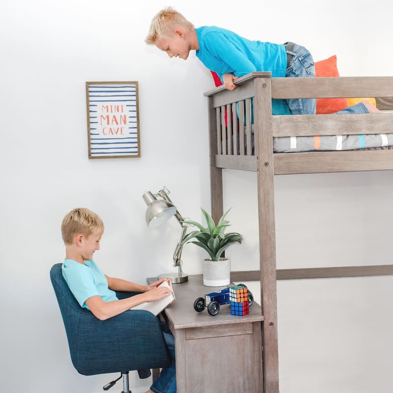 Max and Lily Twin-Size High Loft Bed with Desk