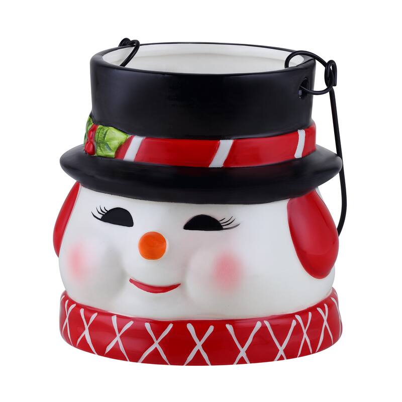 5" Nostalgic Ceramic Container - Snowman