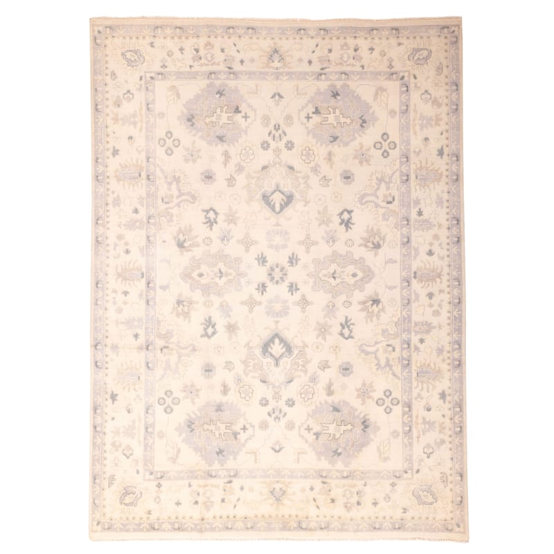 ECARPETGALLERY Hand-knotted Royal Oushak Ivory Wool Rug - 10'2 x 13'9