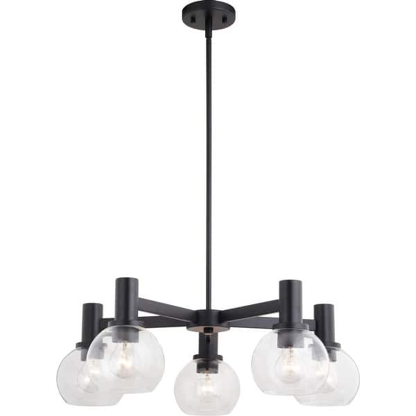 slide 2 of 11, Vaxcel Lighting H0296 Marshall 5 Light 27" Wide Chandelier with Clear Matte Black