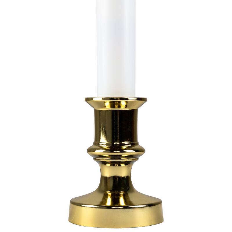 8.5" Pre-Lit White Gold LED Flickering Window Christmas Candle Lamp
