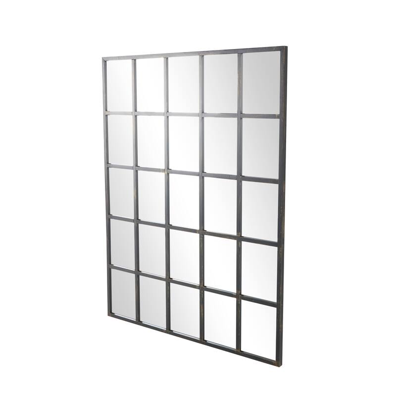 Metal Window Pane Inspired Grid Room Wall Mirror - Copper, Brown, Black - Roche River Decor