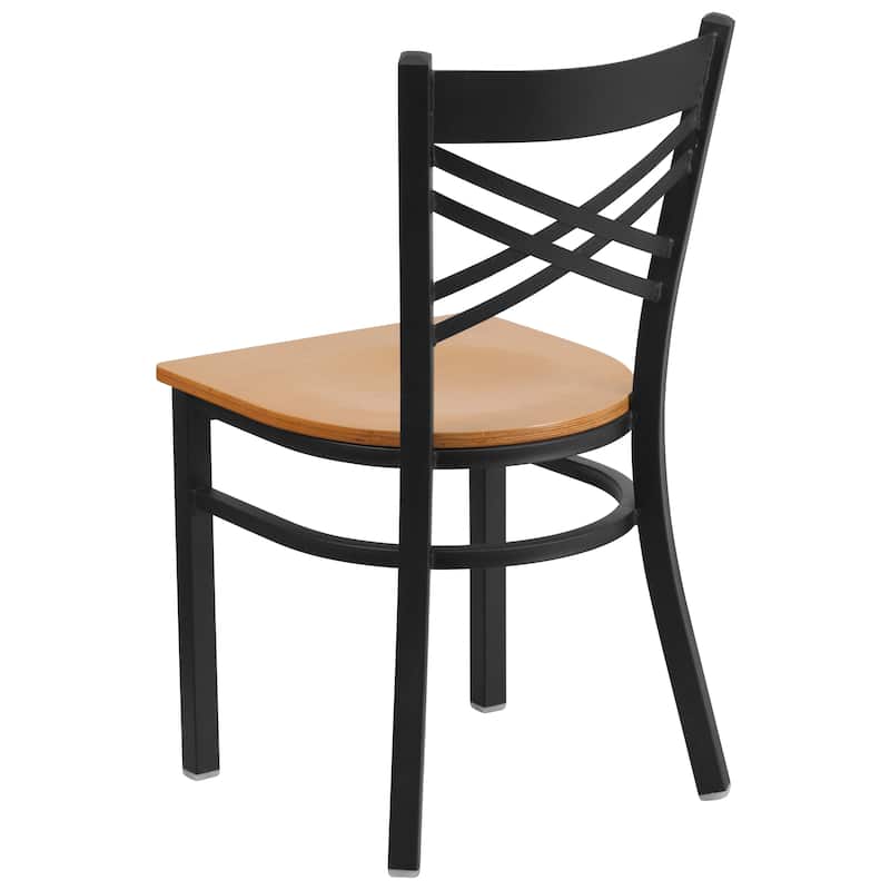 Steel X-back Restaurant Chair (Set of 2) - 16.5"W x 17"D x 32.25"H