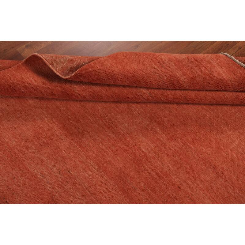 Orange Solid Gabbeh Modern Area Rug Handmade Wool Carpet - 5'7" x 7'7"