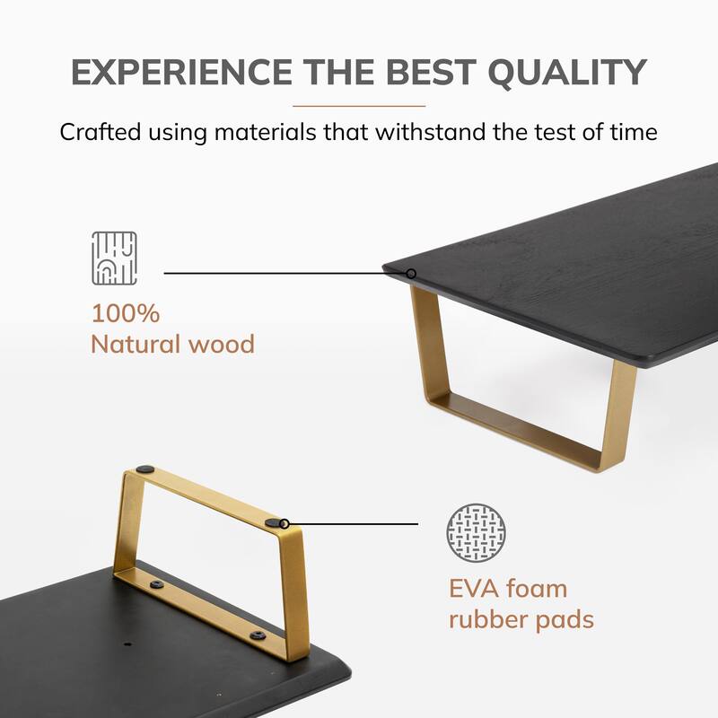 Jani Wood Monitor Stand Riser Desk - Ergonomic Design Stand, Desktop Organizer Table for Home, Office Workspace, Gaming Desk