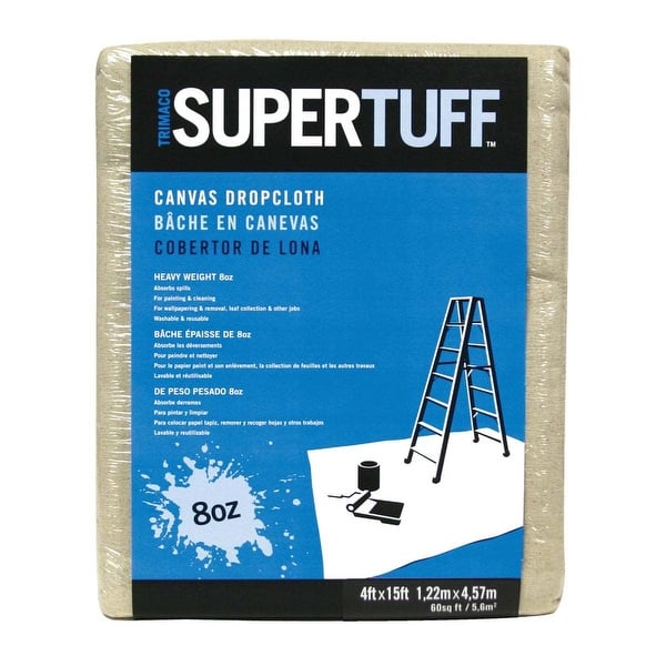 slide 2 of 3, Trimaco SuperTuff Canvas 4 Ft. x 15 Ft. 8 Oz. Drop Cloth - 1 Each