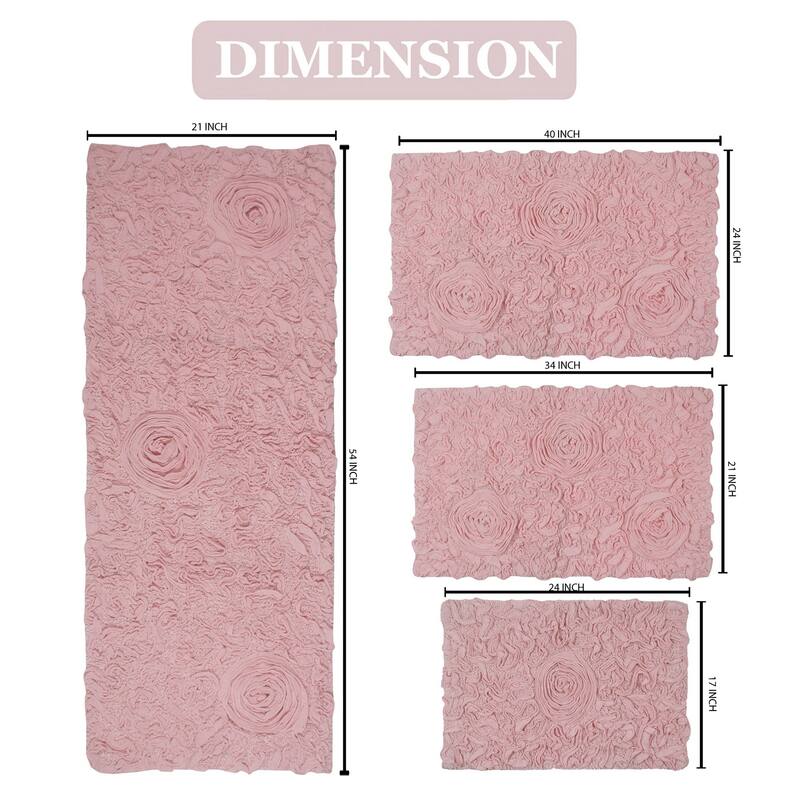 Home Weavers Modesto Collection 100% Cotton Bath Rug, Non-Slip Bath Rug, Extra Soft, Machine Wash, 4 Pcs Set with Runner