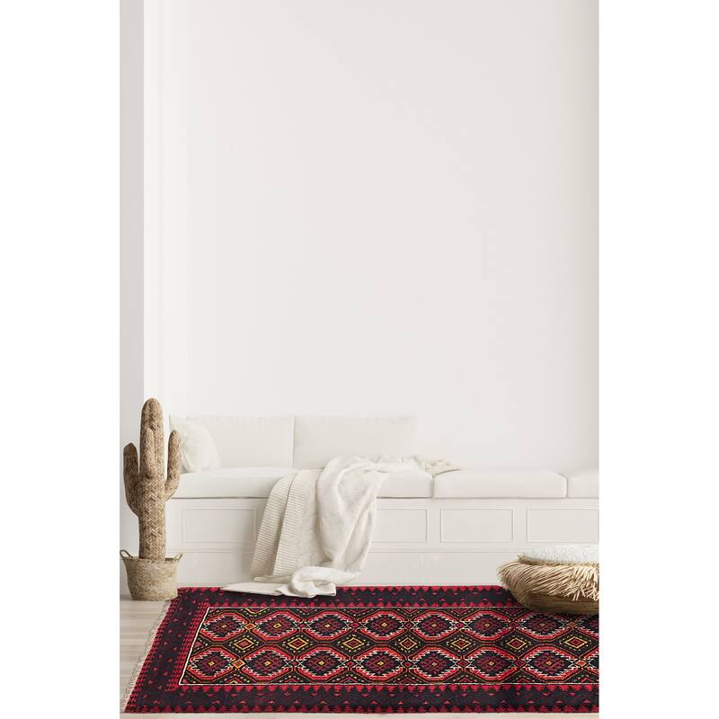 ECARPETGALLERY Hand-knotted Baluch Black, Red Wool Rug - 2'11 x 5'1