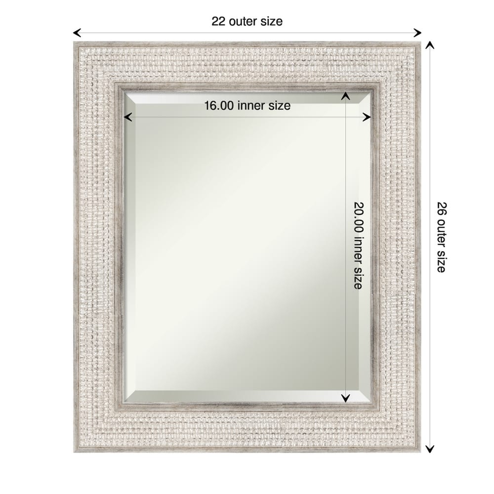 Beveled Wood Bathroom Wall Mirror - Trellis Silver Frame - Trellis Silver