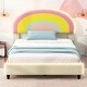 preview thumbnail 18 of 27, Rainbow Shaped Upholstered Platform Bed with Height-adjustbale Headboard
