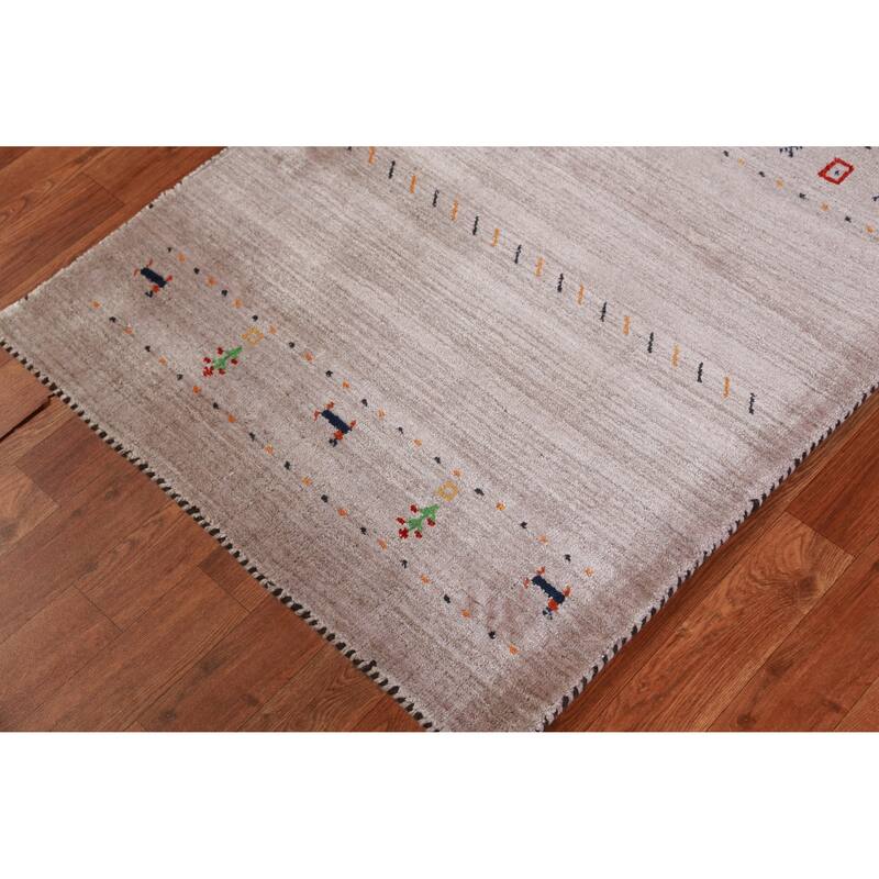 Hand Knotted Oriental 100% Wool Carpet Tribal Animal Pictorial Brown Gabbeh Runner Rug - 9' 10'' X 2' 9''