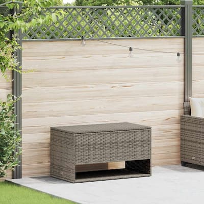 vidaXL Cushion Box Grey PE rattan, powder-coated steel, polyester - 21.7 x 39.4 x 21.9