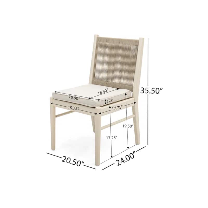Orry Dining Side Chair Set of 2, Sand Brown Roped Back, Acacia Wood