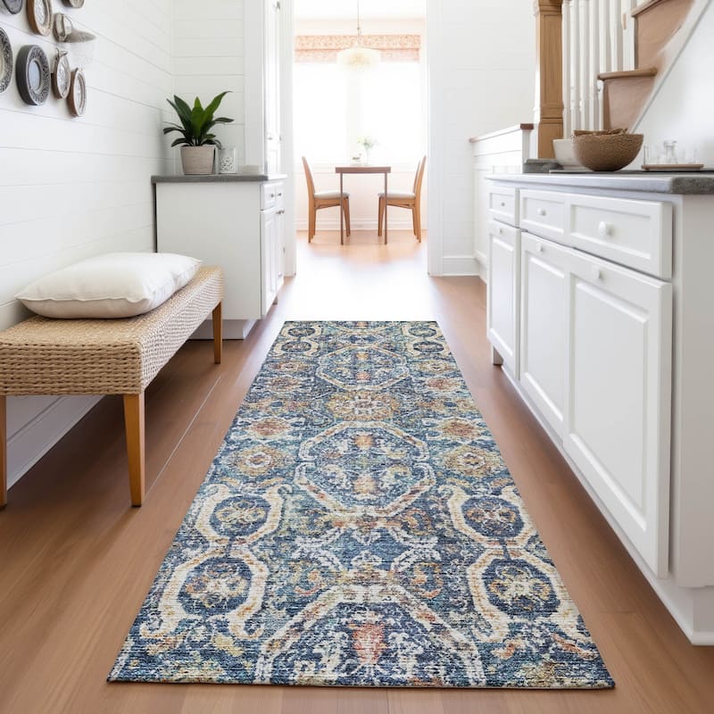 Premium Washable Super Soft Traditional Jane Mayfield Rug - Denim - 2'3" x 7'6"