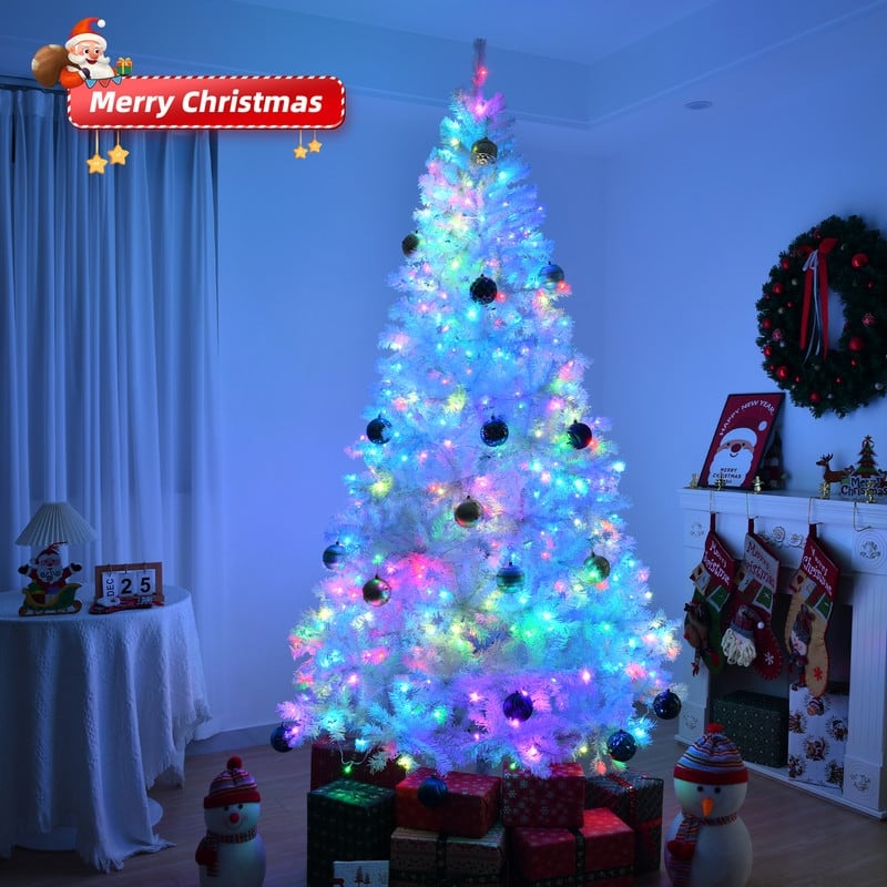 Pre-lit White Artificial Christmas Tree Holiday Decoration