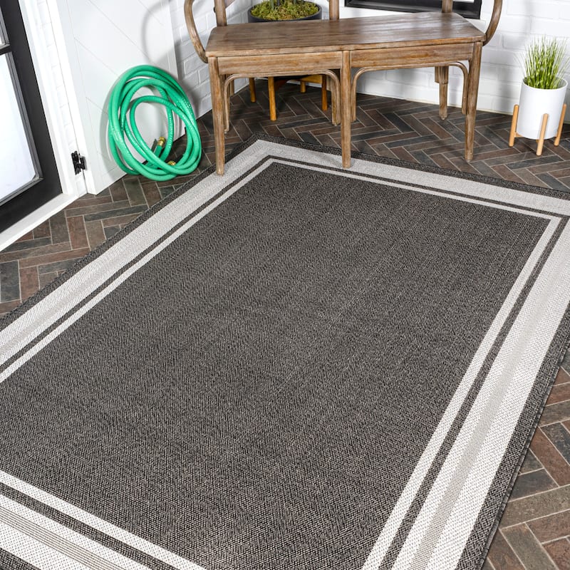 JONATHAN Y Haynes Modern Border Stripe Indoor/Outdoor Area Rug
