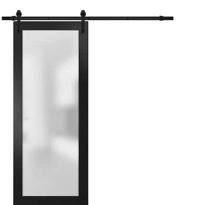 Sturdy Barn Door Frosted Tempered Glass / Planum 2102 Black Matte