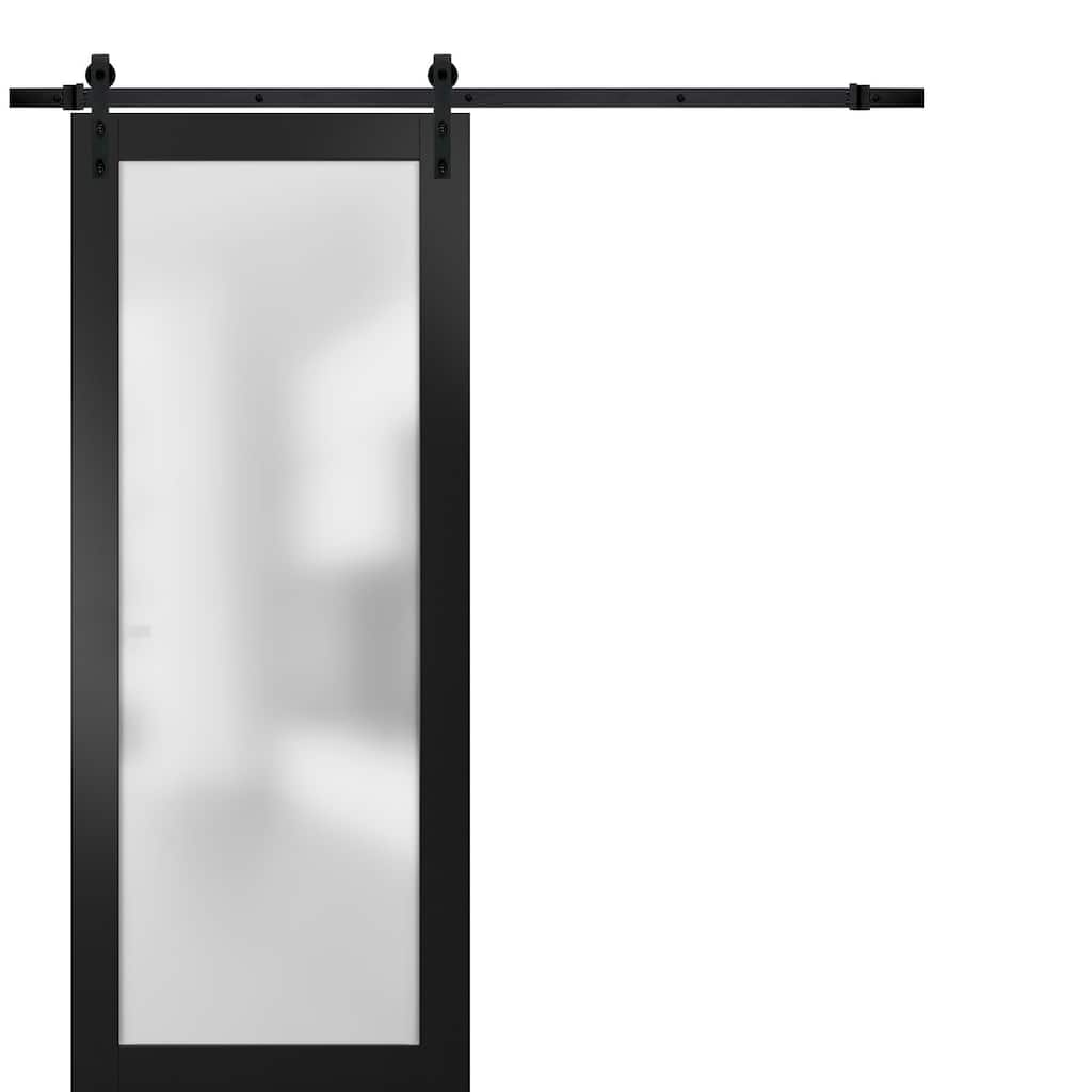 Sturdy Barn Door Frosted Tempered Glass / Planum 2102 Black Matte