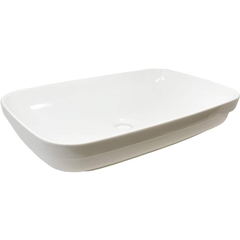 WS Bath Collections Tribeca 23-3/5" Ceramic Vessel Bathroom Sink - Gloss White