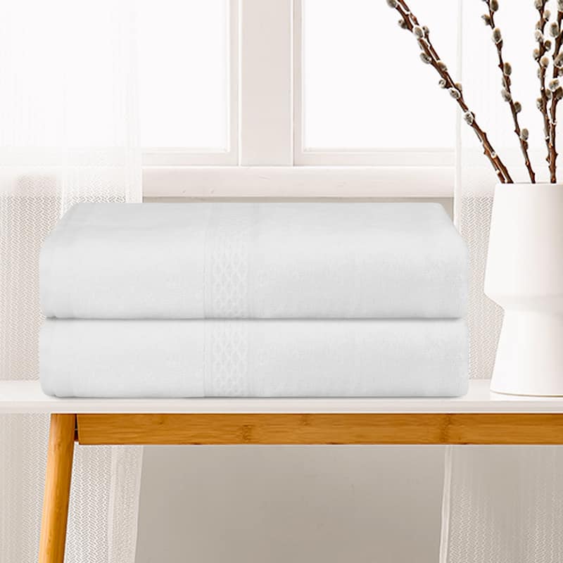 Cotton Bath Towels, 2 Pack Soft Towel Set Luxury Absorbent Quickdry Oversized Bath Towels for Bathroom, Pool 28" x 56"