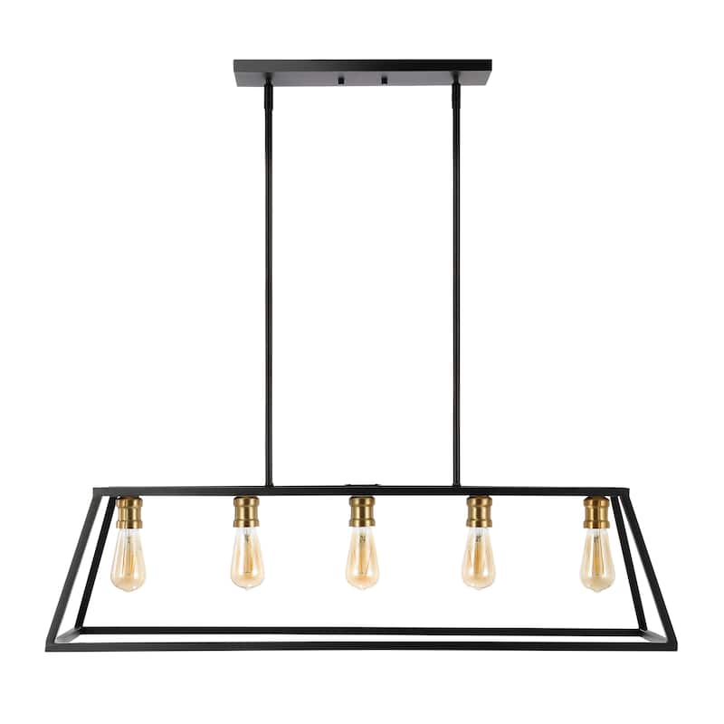 Staunton 38" 5-Light Adjustable Iron Farmhouse Vintage LED Dimmable Pendant, by JONATHAN Y