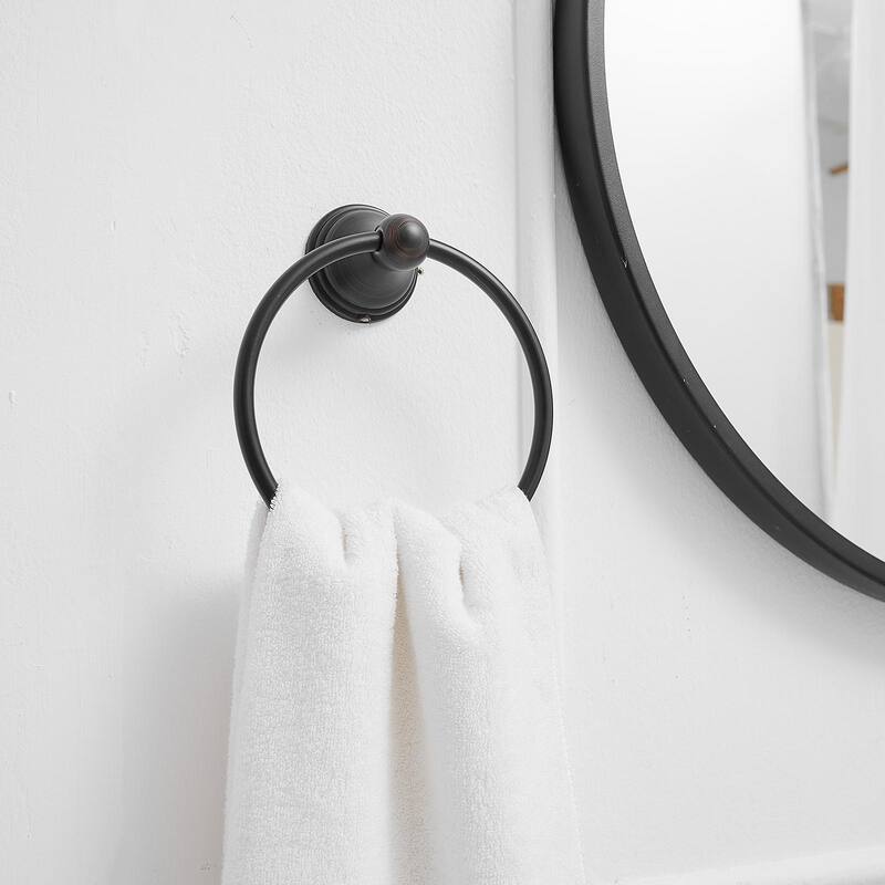 4-Piece Bath Hardware Set with Stainless Steel - Oil Rubbed Bronze