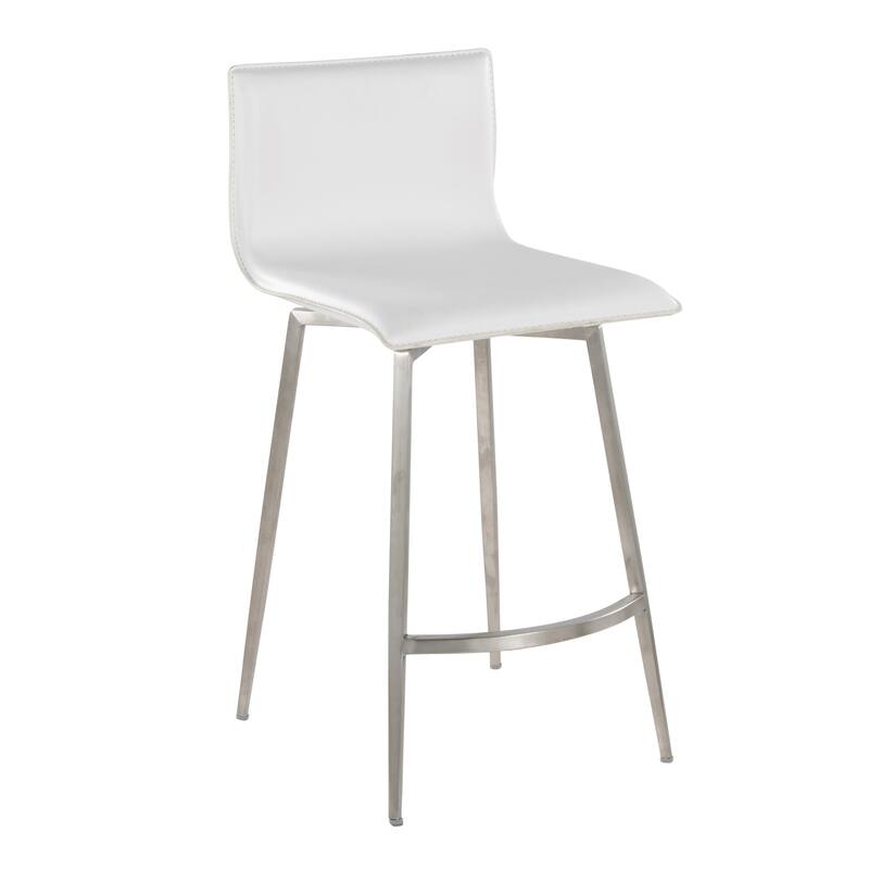 Porch & Den Mara Upholstered 26" Fixed-Height Counter Stool with Swivel (Set of 2) - White