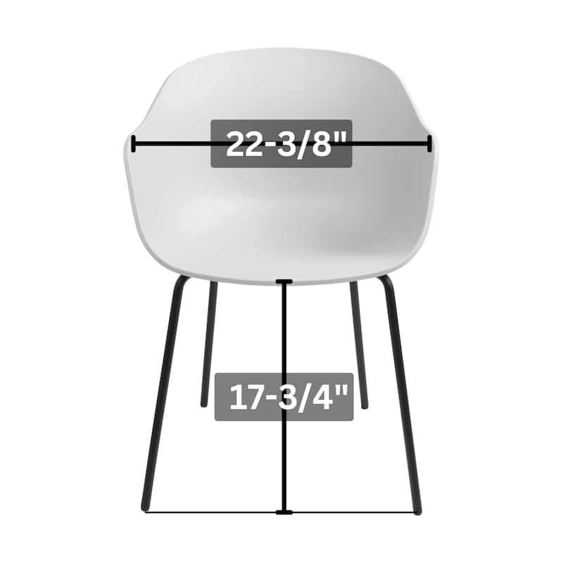 Furnish Theory Curve-K ML Indoor/Outdoor Dining Armchairs Arm Chairs w Polypropylene Shell & Powder-Coated Steel Legs (Set of 2)