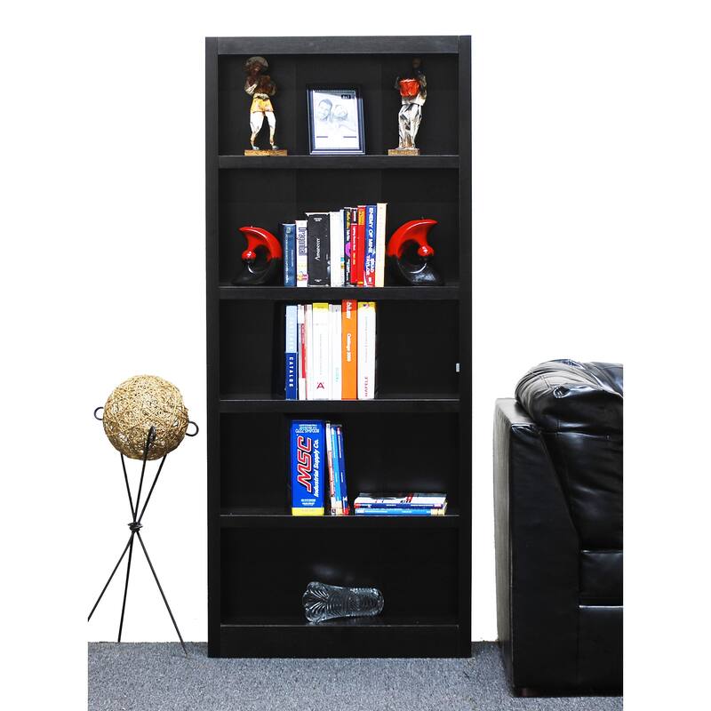 Concepts in Wood 5 Shelf Wood Bookcase, 72 inch Tall - Espresso